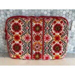 Vera Bradley RETIRED Folkloric Pink Orange Floral Laptop Sleeve Padded 17" Case